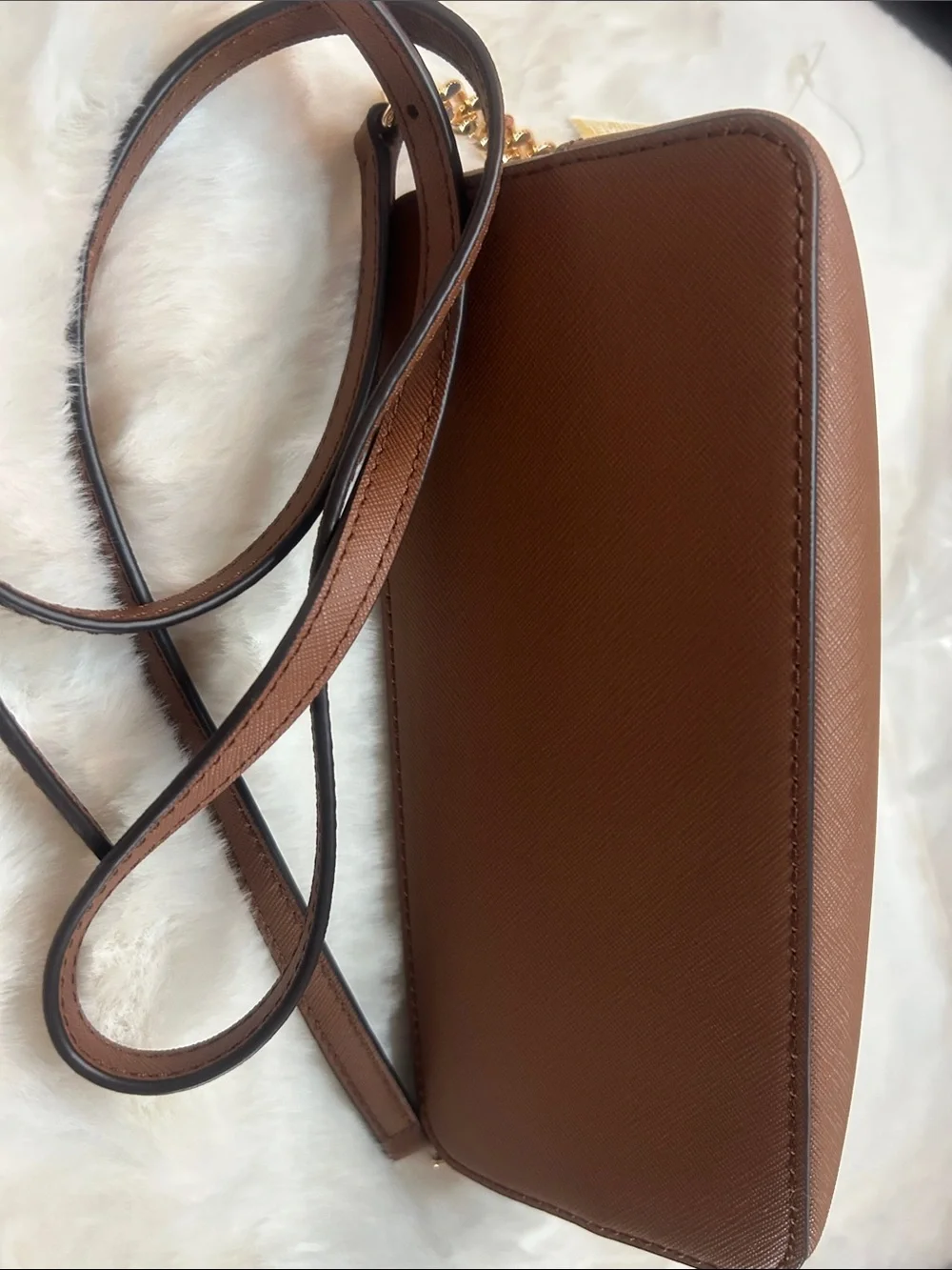 Michael Kors Cognac Saffiano Leather Jetset Crossbody Bag
